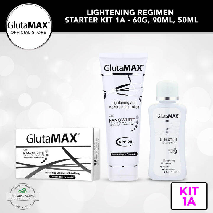 Glutamax Lightening Regimen Starter Kit 1a 60g Soap90ml Lotion50ml Fem Wash W Glutathione 0863