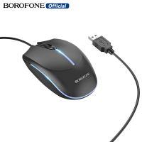 BOROFONE เกม BG10เมาส์มีสายส่องสว่างแบบมีสาย USB 3ปุ่มเมาส์แบบออปติคัลเรียบการเชื่อมต่อที่รวดเร็วทำงานมีประสิทธิภาพคอมพิวเตอร์โน๊ตบุ๊คเมาส์ยาว1.5เมตร