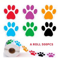 【CW】▬₪  500pcs Colorful Print Stickers Dog Labels for Kids 6 Colors 1 inch Round Reward Sticker Roll