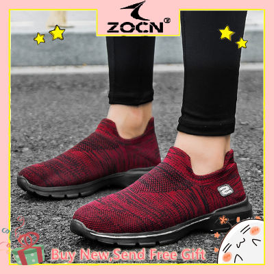 รองเท้าผ้าใบ ZOCN สำหรับผู้หญิง Velcro รองเท้าลำลองไม่ลื่นขนาดพิเศษ35-41