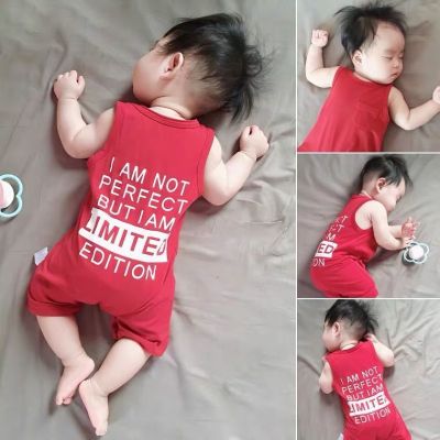 🌟 Ready stock Baby clothes catsuit jumpsuit cotton pajamas sleeveless sexy pajamas kids fashion cotton cute clothes letter printing summer clothes full moon romper romper super cute 59-90cm
