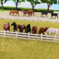 80pcs Model Trains HO Scale 1:87 Model Horses Painted Farm Animals AN8701 Black White Brown