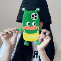 【CW】 Korea super cute overalls sausage mouth frog silicone phone case for 13 12 Xs Xr X soft