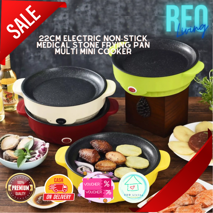 22cm Electric Non-Stick Medical stone Frying Pan Multi Mini Cooker ...