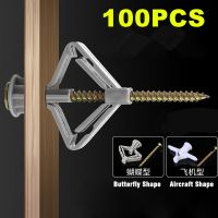 Practical 100pcs Plastic Expansion Drywall Anchor Kit with Screws Self Drilling Wall Home Pierced for Gypsum Board Fiberboard