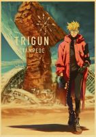 โปสเตอร์80S ย้อนยุคอะนิเมะ Trigun Stampede ศิลปะบนผืนผ้าใบสำหรับติดกำแพงวินเทจพิมพ์ลายวาดภาพฝาผนังภาพติดผนัง69F 0717