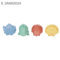 B uranus324 4pcs Baby Textured Sensory Ball Set Different Color Animal Shaped BB Squeaker Palm Massage Balls
