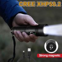 8000Lumen Cree XHP50ไฟฉาย LED 18650มินิชาร์จได้,ไฟฉาย USB XHP50.2กันน้ำและการออกแบบแม่เหล็ก