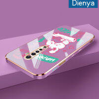 เคส Dienya สำหรับ OPPO Reno 2 Reno2 F เคสลายการ์ตูนน่ารักโชคดีน่ารักใหม่กรอบสี่เหลี่ยมชุบซิลิก้าเจลนิ่มกันกระแทกเคสมือถือรวมเลนส์กล้องถ่ายรูปฝาครอบป้องกัน