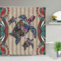 Creativity Bohemian Style Colorful Sea Turtle Shower Curtains Cute Cartoon Ocean Animal Children Bathtub Dec