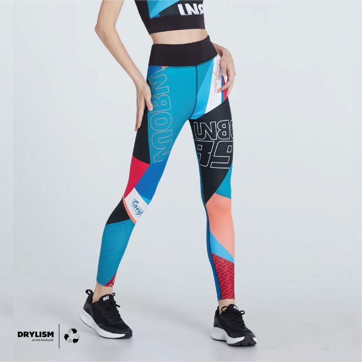 unbound-racing-tans-legging-เลคกิ้ง-กางเกงกีฬาผู้หญิง-กางเกงออกกำลังกาย-กางเกงรัดกล้ามเนื้อ-มีกระเป๋าด้านหลัง-ผ้ารีไชเคิลจากขวดพลาสติก