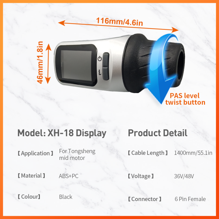 ebike-dsiplay-6pin-xh18-lcd-tsdz2b-tsdz2จอแอลซีดีสำหรับมอเตอร์ขับขนาดกลางไฟฟ้าชุดจักรยานไฟฟ้า