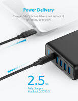 Anker 60วัตต์พอร์ตชาร์จ USB C ชาร์จพรีเมี่ยมสก์ท็อปชาร์จสำหรับ 4 PowerIQ พอร์ตชาร์จอย่างรวดเร็วสำหรับ 13 A2056