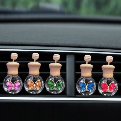 Car Perfume Pendant Air Freshener Ornament Interior Glass Bottle for Car aromatherapy Butterfly Car Accessories Car-styling