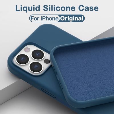 Original Liquid Silicone Case For Apple iPhone 11 13 12 14 Pro Max Mini Phone Cases 7 8 Plus X XR XS Max Soft Cover Accessories
