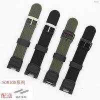 ⌚ Watch strap accessories สายไนลอนสีเขียวทหารปรับให้เข้ากับสายยุโรปตะวันตก SGW100 SGW200 สายนาฬิกาสีดำ อุปกรณ์เสริมสายนาฬิกา