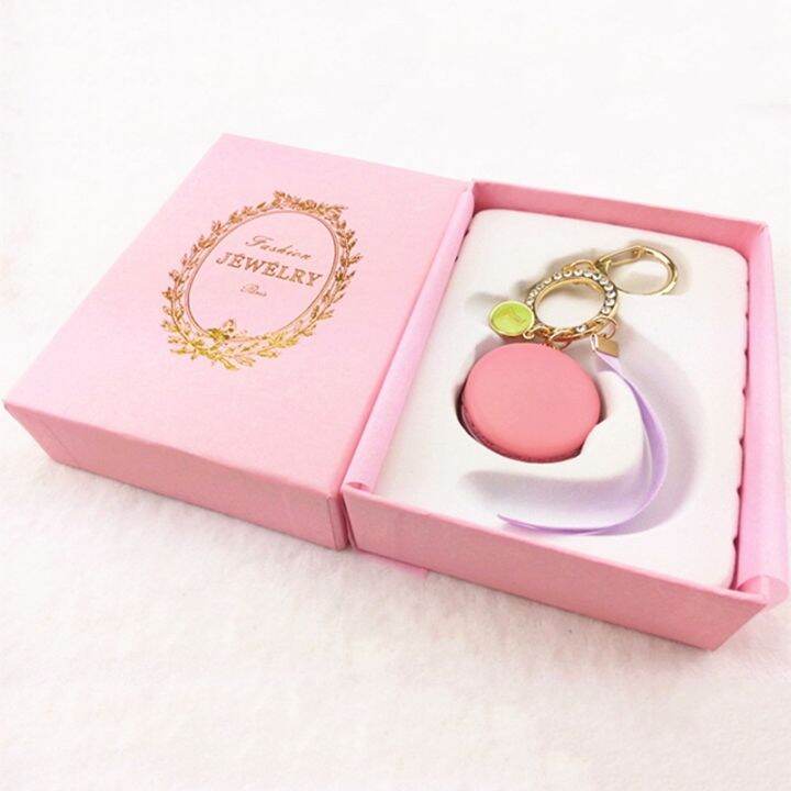 hot-cppppzlqhen-561-macaron-จี้พวงกุญแจสำหรับผู้หญิงสาวสีทองโลหะผสมสังกะสีหญิงกระเป๋าเสน่ห์รถพวงกุญแจพวงกุญแจกับเครื่องประดับกล่องของขวัญ