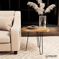 RINA HEY CARONA/52 โต๊ะกลาง โต๊ะข้าง โต๊ะอเนกประสงค์ โครงทำจากเหล็ก COFFEE &amp; END TABLES W52 x D38 x H45 cm – สี ดำ/ธรรมชาติ