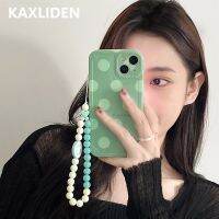 {L electronic shell} Simple Matcha สีเขียว Polka Dots เคสโทรศัพท์สำหรับ Iphone 13 12 11 Pro Max X XR XS Max Soft Cover น่ารัก Smile Hand เชือกโซ่กรณี