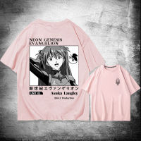 เสื้อยืดแขนสั้นอะนิเมะ LV EVA สำหรับทั้งหญิงและชายฤดูร้อนแฟชั่นนีออน GENESIS EVANGELION Asuka Langley Soryu แขนครึ่ง