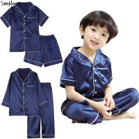 【CW】 Boys and 2pcs Clothing Sets Kids Silk Pajama Children Sleepwear Boy Nightsuit