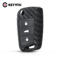 lujie KEYYOU For VW Golf 7 Bora Jetta GOLF Passat GTI Skoda Octavia A7 Polo 5 Silicone Carbon Fiber Car Key Protaction Cover Key Case