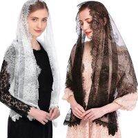 สไตล์สเปนลูกไม้แบบดั้งเดิมวินเทจ Mantilla ปกคลุมละตินมวลหัวครอบคลุมผ้าพันคอสำหรับคาทอลิกโบสถ์โบสถ์