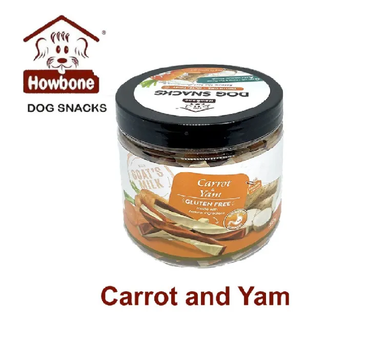 Howbone Dog Snacks Two in One Nutri Twist Goats Milk Carrot and Yam Dog