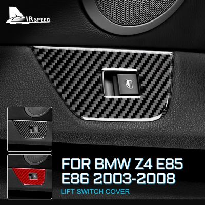 Sticker For BMW Z4 E85 E86 2003 2004 2005 2006 2007 2008 Carbon Fiber Side Door Window Switch Lifter Button Cover Interior Trim