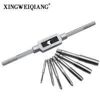 XINGWEIANG 8pcs Thread Metric Machine Hand Screw Thread Plug Taps Set M3 M4 M5 M6 M8 M10 M12with Adjustable Tap Wrench1/16-1/2