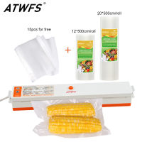 ATWFS Best Vacuum Sealer Packer Sealing Machine with Vacuum Packaging Rolls 12*500cm+20*500cm and 15pcs Sealer Bags for Food