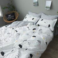 Black and White Cow Striped Four-Piece Set 1.5M 1.8M 2.0M Bedding Single Student Dormitory Three-Piece Set 001