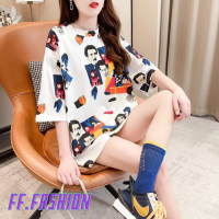 FF.fashion - เสื้อ oversize กรีนลายการ์ตูน แฟชั่นสไตล์เกาหลี เนื้อผ้านิ่ม แนวสตรีท #A3