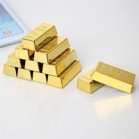 8 Pcs Plastic Fake Gold Bullion Bar Paper Weight Door Stop 2 inch Prop Game Fancy Party Table Decor for Childen Kids Toy Gift