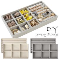 Velvet Jewelry Display Tray Case Bracelet Earring Rings Box Organizer Storage Holder DIY Stackable Jewelry Drawer Display Boxes