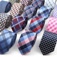 Fashion New Jacquard Woven Necktie For Men Classic Blue Pink Plaid Striped Business Wedding Formal Gravata Daily Wear Ties