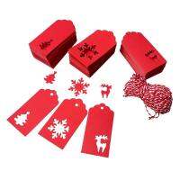 210Pcs Christmas Paper Tags for Gifts Red Reindeer, Christmas Gifts Tags with 30M Cotton Rope