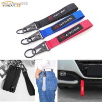 VEHICAR Car Keychain Nylon Fabric Short Lanyard Wrist Strap Tow Rope Backpack BuckleTrailer Belt For DODGE Auto Accessories