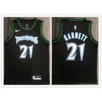New [Hot pressed] NBA jersey Timberwolves 21 Garnett 18 season retro black basketball sports