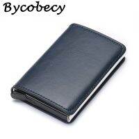 【CW】♈❁  Bycobecy Name Wallet Men Credit Card Holder Alloy Leather Purse