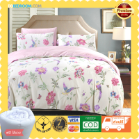 DDbedroom พร้อมส่งจ้า..ชุดผ้าห่มนวม+ปลอกหมอน PFL-374 ลายดอกไม้วินเทจโทนสีลาเวนเดอร์ ผ้าฝ้าย100% พรีเมี่ยมทอละเอียดสูง แถมไส้นวม เก็บปลายทางได้