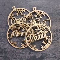 Personalized Different Name Ornament Custom Christmas Bauble Wooden Hanging Gift Laser Cut Snowflakes Decoration Pendant