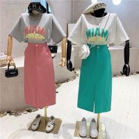 Plus size womens summer suit 2021 new style waist slimming and age reduction short-sleeved skirt two-piece trendy set