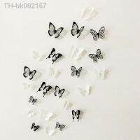 ☎► 18Pcs Black White 3D Crystal Butterfly Wall Sticker Wedding Decoration Butterflies Art Decals Living Room Bedroom Decor Stickers