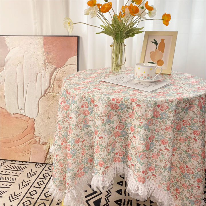 hot-ผ้าปูโต๊ะหนังกลับลายดอกไม้เล็กสดลูกไม้สไตล์ฝรั่งเศสพระ-ins-แผ่นรองโต๊ะรับประทานอาหารทรงสี่เหลี่ยมผืนผ้าสไตล์เกาหลี