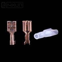 10pieces 6.3 terminals with transparent sheath 6.3mm inserted spring Female terminal Phosphorus copper 0.4 thick