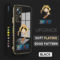 เคส PMP สำหรับ Xiaomi MI 12T Pro ปลอก XIAOMI Mi 12T Xiaomi 12T Pro 12T Case【Free Lanyard】Cartoon Anime Luffy Square Edge Pattern Casing Plated Phone Shell Luxury Plating Soft Phone Case