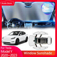 Full Coverage Sunshades สำหรับ Tesla รุ่น Y 2020 ~ 2023ด้านหน้า Windows Sun Protecti Visor Mat ด้านหลังกระจกผ้าม่านรถอุปกรณ์เสริม