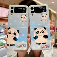 HOCE เคสโทรศัพท์แพนด้าน่ารักสำหรับ Samsung Galaxy Z Flip 3 Flip 4 5G เคสน่ารัก Bing Dwen Mascot สำหรับ ZFlip3 ZFlip4การ์ตูนแพนด้าฝาครอบป้องกัน