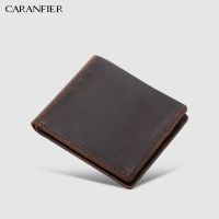CARANFIER Mens Wallets Crazy Horse Cowhide Leather Top Quality Vintage Male Wallet Classic Women Purses Unisex Credit Card Bags
